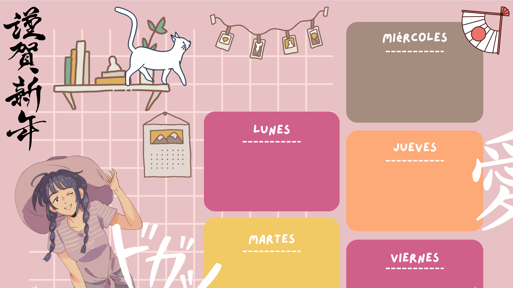 Plantilla horario escolar anime