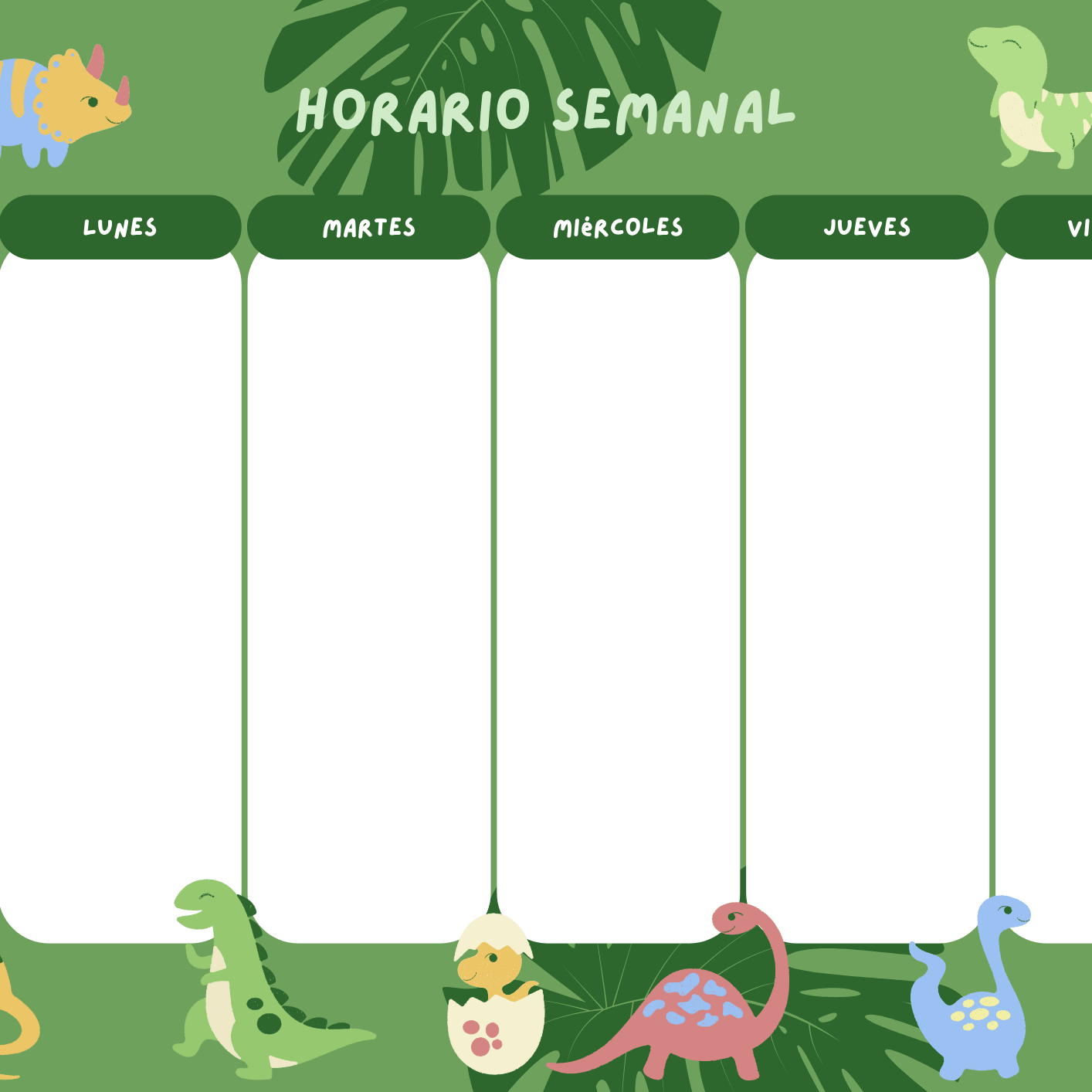 Plantilla horario escolar primaria