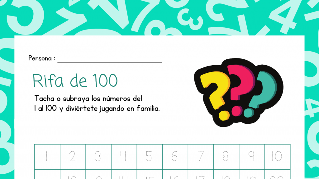 Plantilla para rifa 100 números para imprimir 🔟 PDF GRATIS