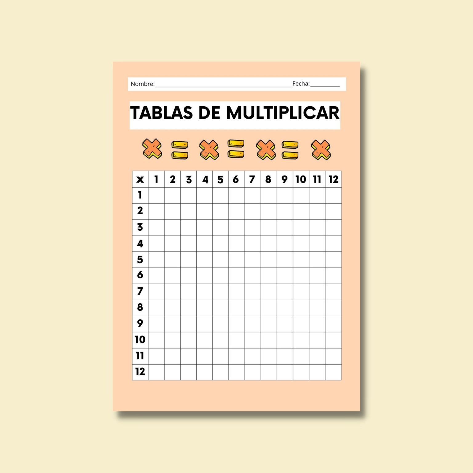 ️ Tablas de multiplicar para imprimir en PDF para estudiar y rellenar